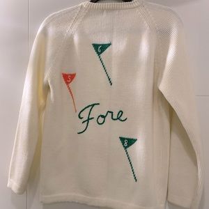 Antique vintage golfing cardigan sweater ✨ whimsical ✨ kitsch ✨ mid-century